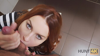 Belle With Red Hair Engages In Sexual Activities With Unknown Individuals In The Bathroom While Her Boyfriend Is Present