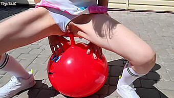 European Teen Gets Double Penetrated On Fitness Ball