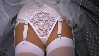 Vintage Lingerie Set With Seamed Stockings And Lace Panties