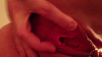 Girl Masturbating With Large Labia Pussy And Clit Jewelry