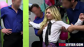 Security Guards Punish Blonde Teen For Theft With Rough Group Sex