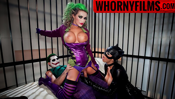 Joker And Cat Woman'S Erotic Encounter With A Voluptuous Brunette