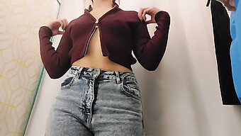 Russian Teen Tries On Outfits And Poses In Changing Room