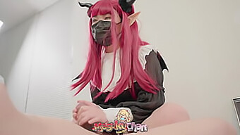 Japanilainen Cosplay Succubus Liz Kyunin Viettelevä Suun Taitoja Hd