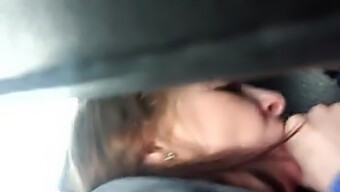 A Careless Girlfriend Gives A Messy Blowjob In A Vehicle