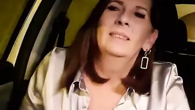 Lingerie-Clad Milf'S Spontaneous Pleasure In A Car