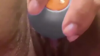 African Girl Masturbates With Sex Toy In Close-Up