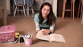 Sweet Brunette Teen Chloe Plays With Crayons And Masturbates